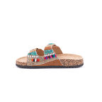 Guja 25y102-2 Kadın Mantar Taban Taşlı Çift Tokalı Comfort Terlik Camel