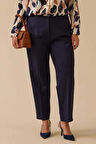 Kadın Büyük Beden Klasik Kesim Bilek Boy Pantolon - Lacivert | 46