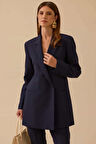 Kadın Düğmeli Klasik Ceket - Lacivert | 40