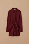 Kadın Bağlama Detaylı Tunik - Bordo | M
