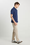 Slim Fit Dar Kesim Normal Bel DarPaça Bej Chino Pantolon