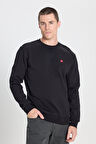 Regular Fit Normal Kesim Bisiklet Yaka Siyah Sweatshirt