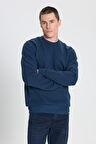 Regular Fit Normal Kesim Bisiklet Yaka Lacivert Sweatshirt