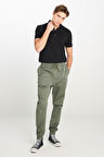 Regular Fit Normal Kesim Ribanalı Paça Pamuklu Haki Jogger Pantolon