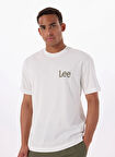 Lee Bisiklet Yaka Ekru Erkek T-Shirt LM828731923 Relaxed Fit Grafik