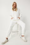 Kapüşonlu Sweatshirt Jogger Oversize Örme Eşofman Takımı EKRU LPYS003