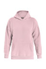 Unisex Basic Düz Renk Kapüşonlu İçi Yumuşak Polarlı Oversize Sweatshirt - PEMBE