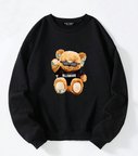 Unisex Oversize Bisiklet Yaka Basic Billionaire Baskılı Sweatshirt - SİYAH