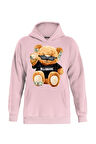 Unisex Billionarie Baskılı Kapüşonlu İçi Yumuşak Polarlı Oversize Sweatshirt - PEMBE