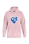 Unisex Ocen Heart Baskılı Kapüşonlu İçi Yumuşak Polarlı Oversize Sweatshirt - PEMBE