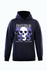 Unisex Hysterigal Baskılı Kapüşonlu İçi Yumuşak Polarlı Oversize Sweatshirt - LACİVERT