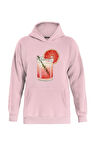 Unisex Orange Cocktail Baskılı Kapüşonlu İçi Yumuşak Polarlı Oversize Sweatshirt - PEMBE