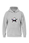 Unisex Shining Metallic Star Baskılı Kapüşonlu İçi Yumuşak Polarlı Oversize Sweatshirt - GRİ