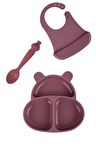 Silikon Beslenme Seti HupPo, HamHam, Bibsy Velvet Purple -Bordo 