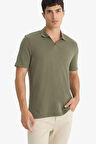 Triko Görünümlü Polo Yaka Kısa Kollu Tişört