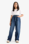 Kız Çocuk Wide Baggy Fit Beli Lastikli Jean Pantolon