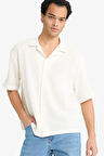 Boxy Fit Polo Yaka Penye Kısa Kollu Gömlek