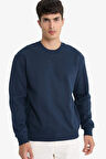 Regular Fit Bisiklet Yaka Basic Düz Kalın Sweatshirt