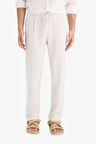 Relax Fit Geniş Paça Keten Karışımlı Pantolon