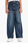 Kız Çocuk Balloon Fit Geniş Paça Jean Pantolon