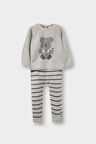 Erkek Bebek 2'li Takım Hayvan Desenli Triko Kazak Çizgili Alt
