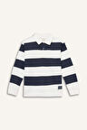 Erkek Çocuk Polo Yaka Çizgili Sweatshirt