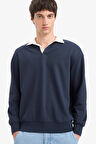 Boxy Fit Polo Yaka Sweatshirt