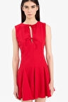 DeFacto Bisiklet Yaka Pİleli Krep Kolsuz Mini Kırmızı Yazlık Elbise F6502AX25SMRD135