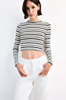 Bisiklet Yaka Çizgili Uzun Kollu Tişört