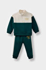Erkek Bebek 2'li Takım Baskılı Fermuarlı Sweatshirt Eşofman Altı