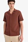 DeFacto Regular Fit Polo Yaka Jakarlı Kısa Kollu Gömlek E5693AX25SMBN326