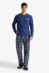 Pijama Takımı Regular Fit Uzun Kollu Üst Kareli Uzun Alt