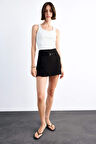 Fitted Kemer Detaylı Şort Etek
