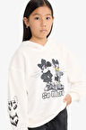 Kız Çocuk Disney Mickey & Minnie Oversize Geniş Kalıp Kapüşonlu Sweatshirt