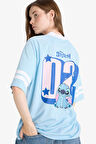 Coool Disney Lilo & Stitch Oversize Geniş Kalıp V Yaka Baskılı Kısa Kollu Tişört