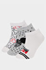 DeFacto Kız Çocuk Disney Mickey & Minnie 3'lü Pamuklu Patik Çorap E6135A8NSKR1