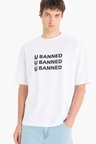 DeFacto %100 Pamuk Loose Fit Bisiklet Yaka Baskılı Kısa Kollu Tişört F5705AX25SMWT34