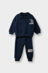 Erkek Bebek 2'li Takım Baskılı Selanik Kumaş Sweatshirt Eşofman Altı