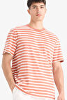 DeFacto %100 Pamuk Regular Fit Bisiklet Yaka Kısa Kollu Çizgili Tişört E2637AX25SMOG611
