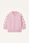 Kalp Desenli V Yaka Kalın Sweatshirt Kumaşı Hırka Kız Bebek