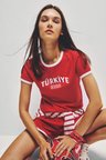 DeFacto Slım Fıt Bisiklet Yaka Türkiye Baskılı Sporcu Kısa Kollu Kırmızı Tişört I1230AX26HSRD172