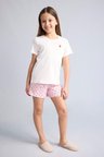 DeFacto Regular Fıt Fitilli Kaşkorse Şort Tişört 2'li Pijama Takımı Kız Çocuk H5705A826SMER233