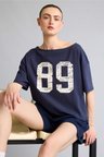 DeFacto Pamuklu Comfort Fıt Indigo Bisiklet Yaka Sporcu Kısa Kollu Tişört H8554AX26SMIN277