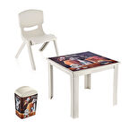 Fiore 3'lü Set Çocuk Masa Sandalye Takımı  Latte Space 1-3 Yaş