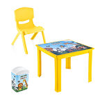 Fiore 3'lü Set Çocuk Masa Sandalye Takımı Sarı Safari 1-3 Yaş