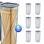 Smartware 6'Lı Set Skali Kare Saklama Kabı Antrasit 2140 ML