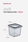 Smartware 24'Lü Set Skali Kare Saklama Kabı Antrasit 740 ML