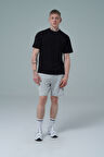 George Phoenix Daily Core - Gri Melanj Rahat Kesim Pamuklu Erkek Spor Şortu