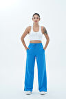 George Phoenix Daily Core - Mavi Yüksek Bel Bol Paça Kadın Palazzo Eşofman Altı