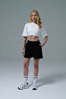 Soft Touch - Siyah Rahat Kesim Modal Kumaşlı Kadın Spor Şortu
